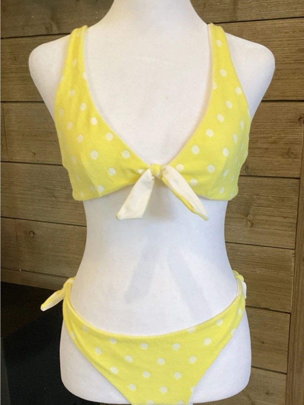 XL/DD beach bunny terry cloth yellow polkadot bikini